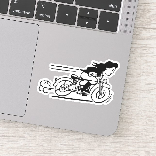 Sticker Femme équitation Moto Moto Moker Chick Art (Détail)
