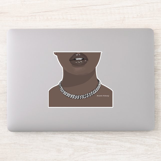 Sticker Femme noire Esthétique avec argent (bijoux) Grillz (Ordinateur)