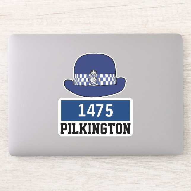 Sticker Femme UK Police Constable Casquette avec nom et nu (Ordinateur)