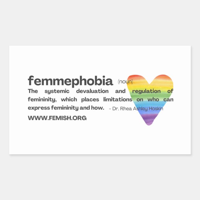 Sticker FEMMEPHOBIA Coeur Arc-en-ciel (Devant)