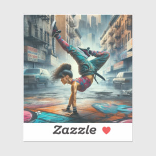 Sticker Femmes en action de Breakdancer Silhouette de New
