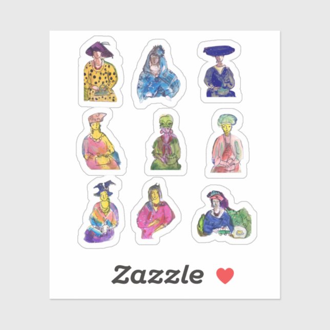 Sticker Femmes peintes (Feuille)