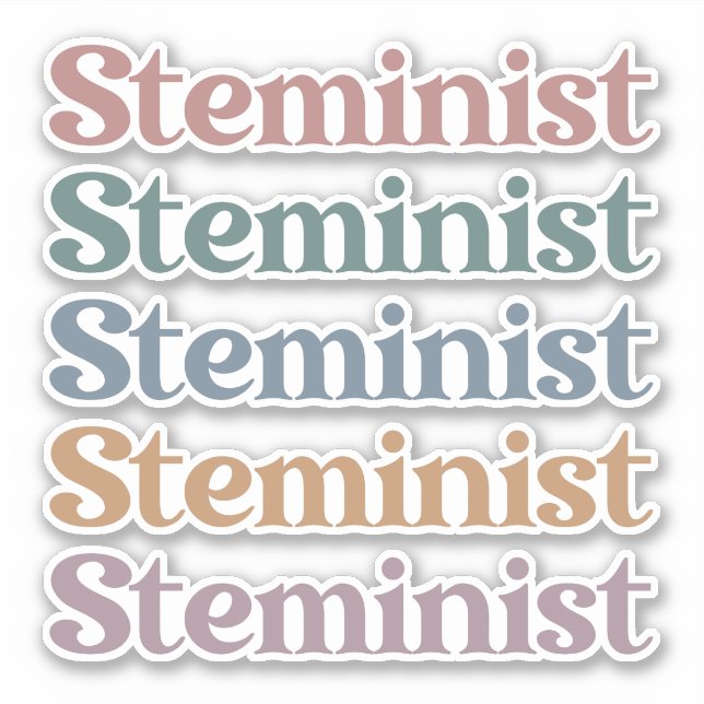 Sticker Femmes Stéménistes Rétro Dans STEM (Devant)