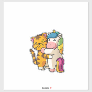 Sticker Femmes Tigre et Licorne Mignons Animaux de Zoo S'e