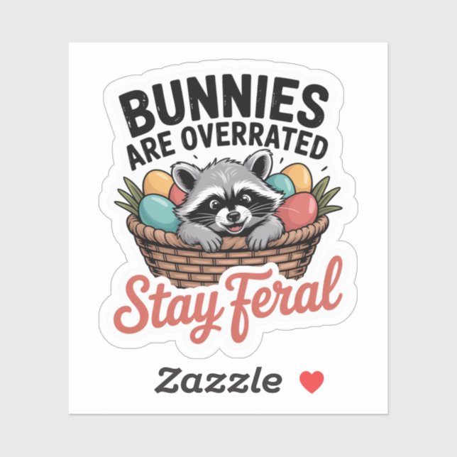 Sticker Feral Raccoon Easter PNG, Funny Retro Shirt Graphi (Feuille)