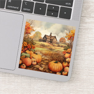 Sticker Ferme citrouille automne récolte Thanksgiving