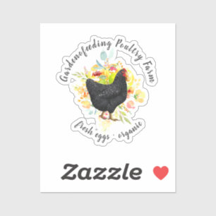 Sticker Ferme de poulet noir à fleurs jaunes
