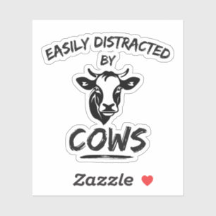 Sticker Ferme de vaches : facilement distrait par les vach