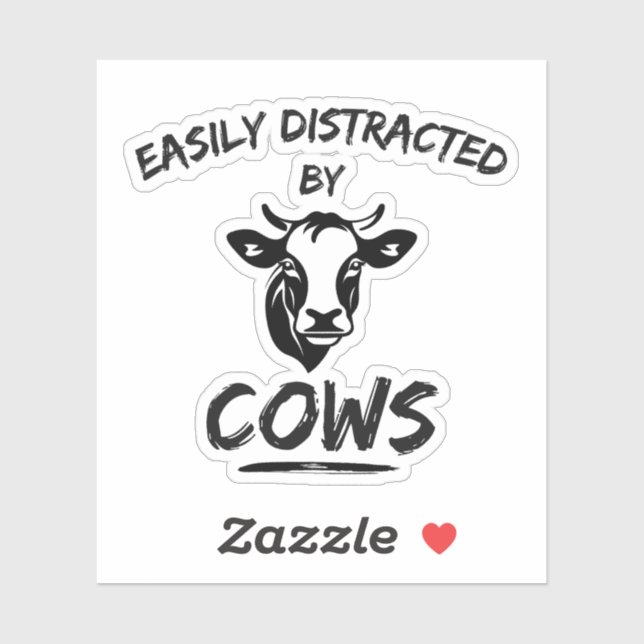 Sticker Ferme de vaches : facilement distrait par les vach (Feuille)