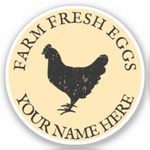 Sticker Ferme oeufs frais silhouette de poulet vinyle pers