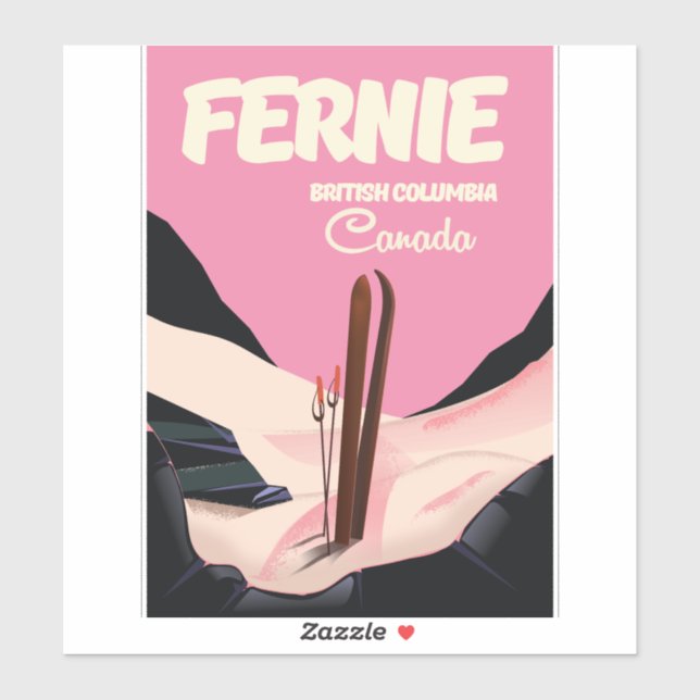 Sticker Fernie Colombie-Britannique Affiche de ski (Feuille)