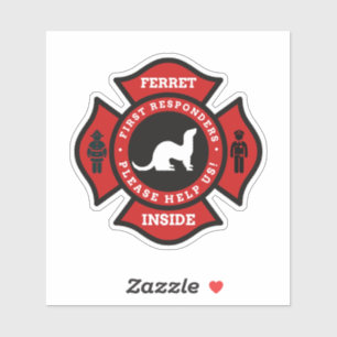 Sticker Ferret à l'intérieur de la maison Alerte pour anim