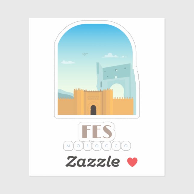 Sticker Fes ville Maroc Skyline (Feuille)