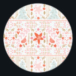 Sticker Festin Christmas Pretty Holiday<br><div class="desc">sticker Festive Christmas Pretty Holiday. Rouge,  blanc,  rose menthe et couleurs pastel,  lumineux et heureux. oiseaux de noël,  coeurs,  baies,  étoiles.</div>