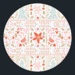 Sticker Festin Christmas Pretty Holiday<br><div class="desc">sticker Festive Christmas Pretty Holiday. Rouge,  blanc,  rose menthe et couleurs pastel,  lumineux et heureux. oiseaux de noël,  coeurs,  baies,  étoiles.</div>
