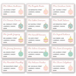 Sticker Festin Noël Nom individuel Adresse d'expédition