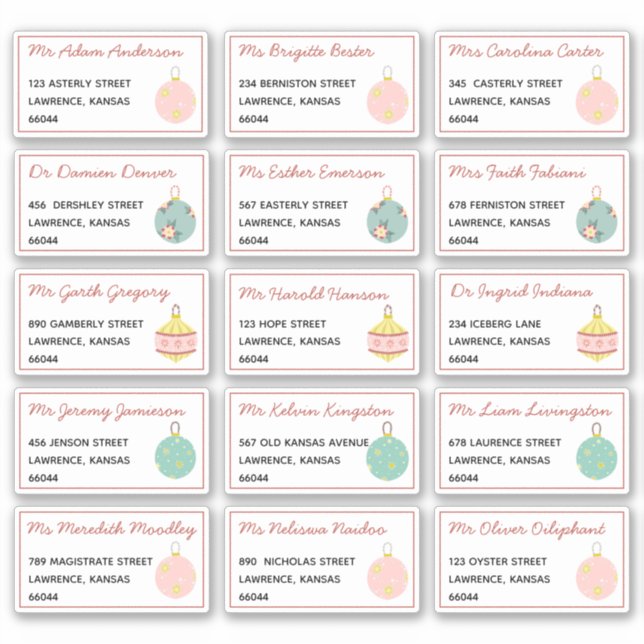 Sticker Festin Noël Nom individuel Adresse d'expédition (Devant)