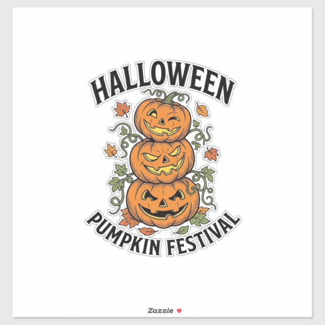 Sticker Festival de citrouilles d'Halloween Jack O Lantern (Feuille)