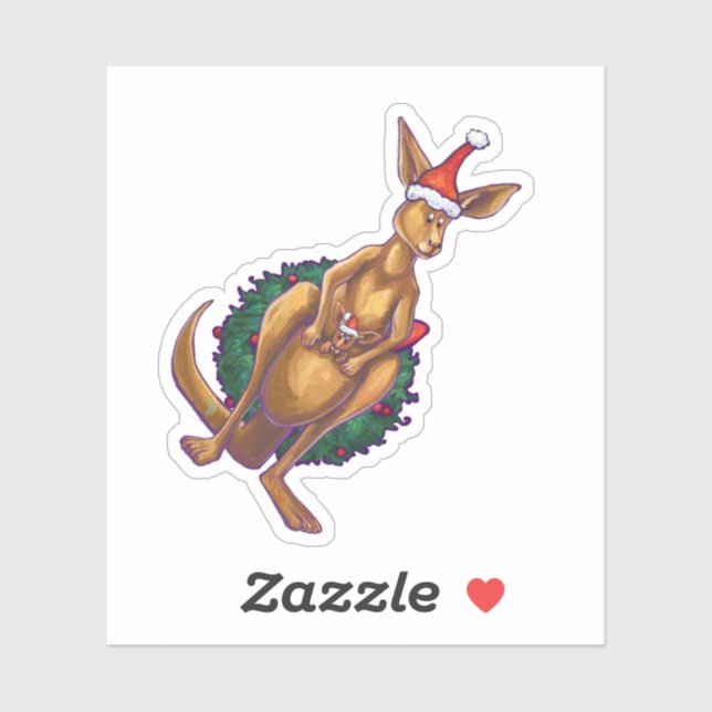 Sticker Festive Noël Kangaroo (Feuille)