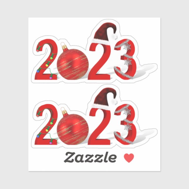Sticker Festive Red Joyeux Noël Nouvel An 2023 (Feuille)
