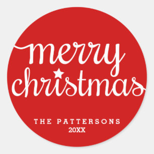 Sticker Festive Red Round Joyeux Noël