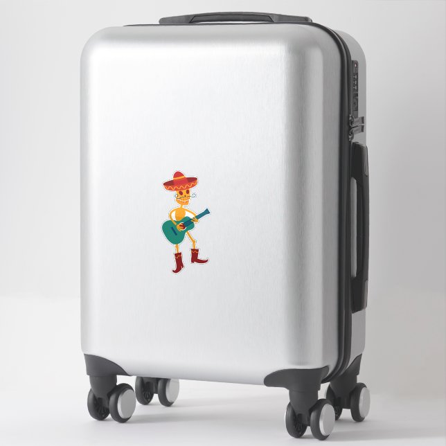 Sticker Festive Skeleton Guitar Player (Sur valise)