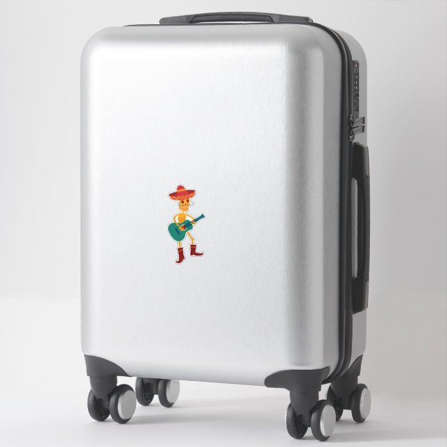 Sticker Festive Skeleton Guitar Player (Sur valise)