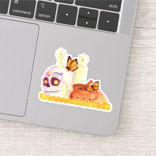 Sticker Fête Colorée Mexicaine Du Crâne Sucrier Mort