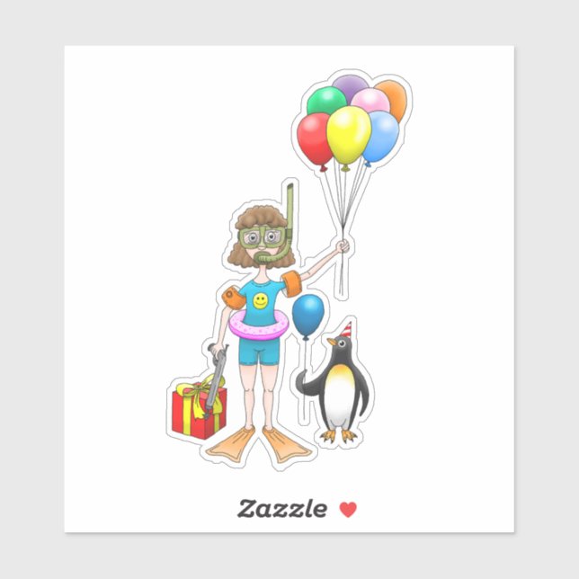 Sticker Fête d'anniversaire à la piscine l'été (Feuille)