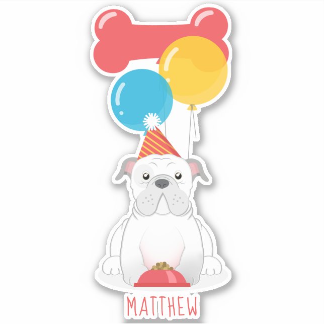 Sticker Fête d'anniversaire de Bulldog (Devant)