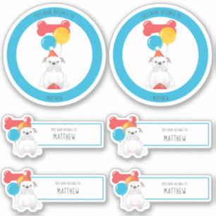Sticker Fête d'anniversaire de Bulldog Ce livre appartient