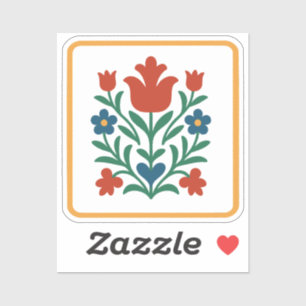 Sticker Fête d'art populaire floral Heart & Petal