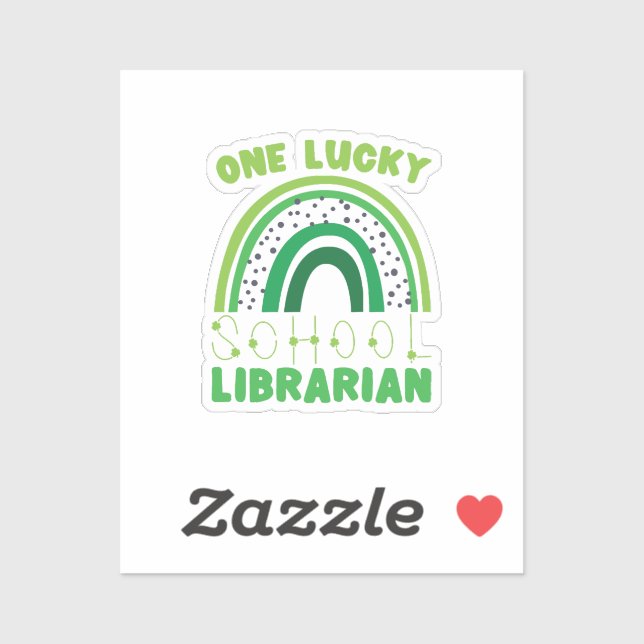 Sticker Fête de la Saint-Patrick bibliothécaire chanceux (Feuille)