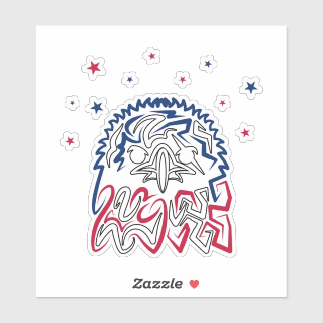 Sticker Fête de l'Indépendance Étoiles d'aigle américain (Feuille)
