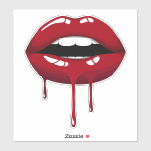 Sticker Fête de Luxe Glam Or Rouges Gouttes Lèvres qui Dég