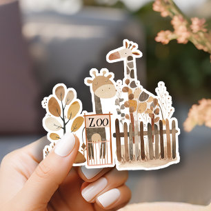 Sticker Fête de Naissance Animaux de la Nurserie Safari Zo