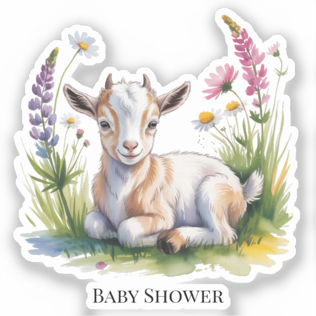 Sticker Fête de Naissance du Chevreau à l'Aquarelle avec F (Recto)