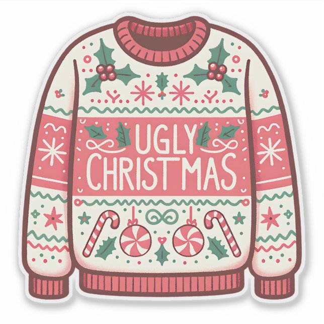 Sticker Fête de Noël avec un pull moche et ringard (Devant)