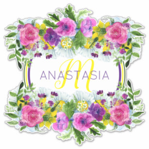 Sticker Fête des mères Mère dimanche aquarelle Monogramme