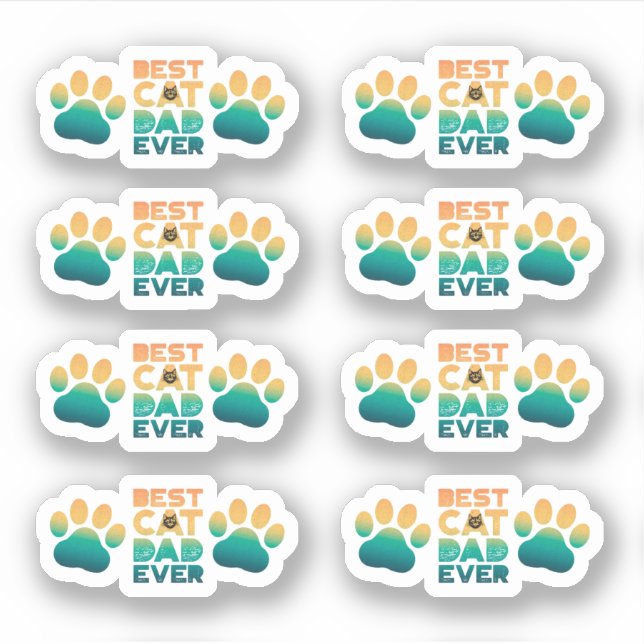 Sticker Fête des pères photo Retro Sunset Meilleur Chat Pa (Devant)