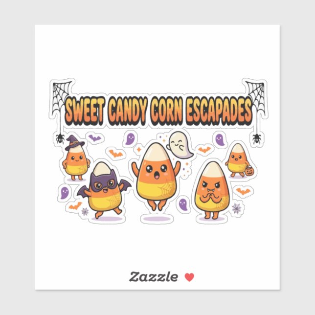 Sticker Fête d'Halloween Candy Corn Mignonne (Feuille)