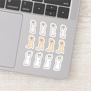 Sticker Fête d'Halloween Tan Ghost Retro Blanc