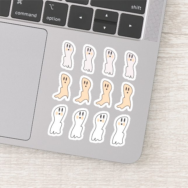 Sticker Fête d'Halloween Tan Ghost Retro Blanc (Détail)