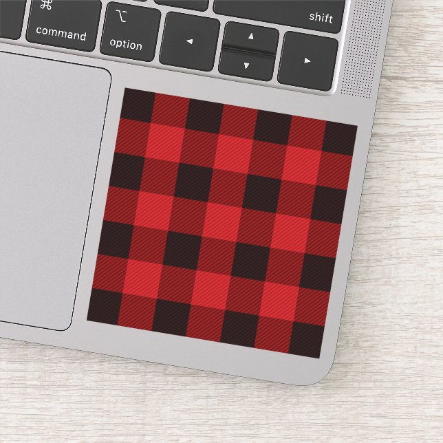 Sticker fête plaid rouge bûcheron rustique d'hiver (Détail)