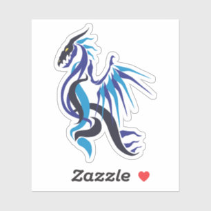Sticker Feu de dragon bleu