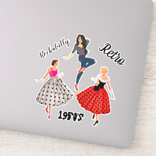 Sticker feuille/6 Polka-Dot 1950 Retro Rockabilly Femmes