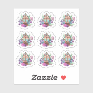 Sticker Feuille aquarelle de cabine florale chic de cottag