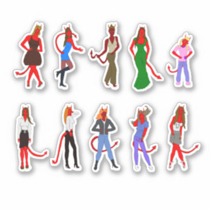 Sticker Feuille autocollante fille diable rouge