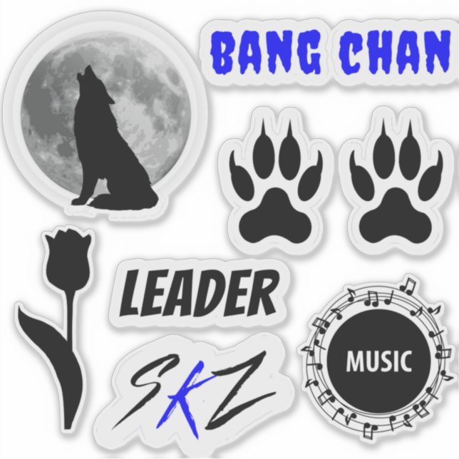 Sticker Feuille autocollante SKZ Bang Chan (noir x bleu) V (Devant)