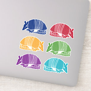 Sticker Feuille d'autocollant Armadillo 6 Armadillos color